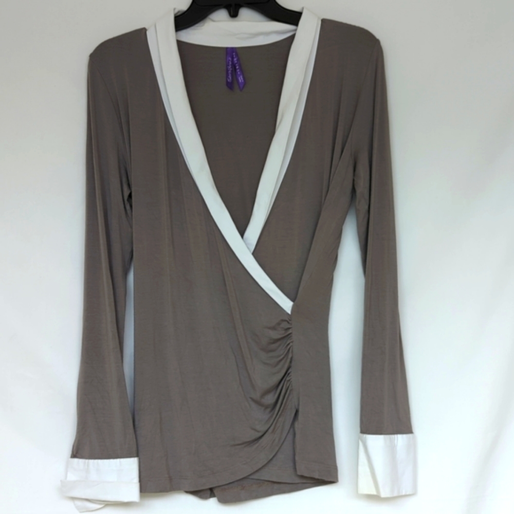 SERAPHINE | Maternity Faux Wrap Top V Neck Ruched Long Sleeve Blouse